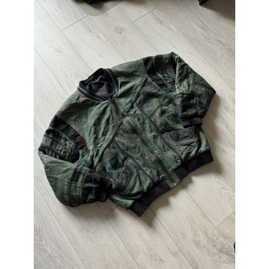 Vintage Green Patina Leather Bomber: Japanese Military Style