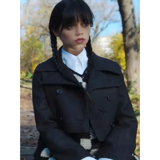 Wednesday Addams Cropped Black Wool Jacket Jenna Ortega A Murder of Woes