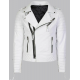 White Leather Biker Jacket Mens Double Breast Style
