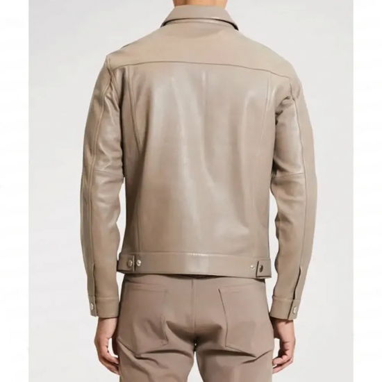 With Love Season 2 Desmond Chiam Beige Leather Jacket