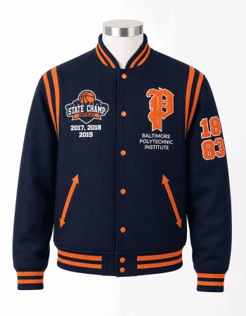 Women's Baltimore Polytechnic Institute Navy Style Varsity Jacket