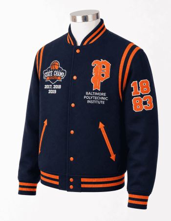 Women's Baltimore Polytechnic Institute Navy Style Varsity Jacket