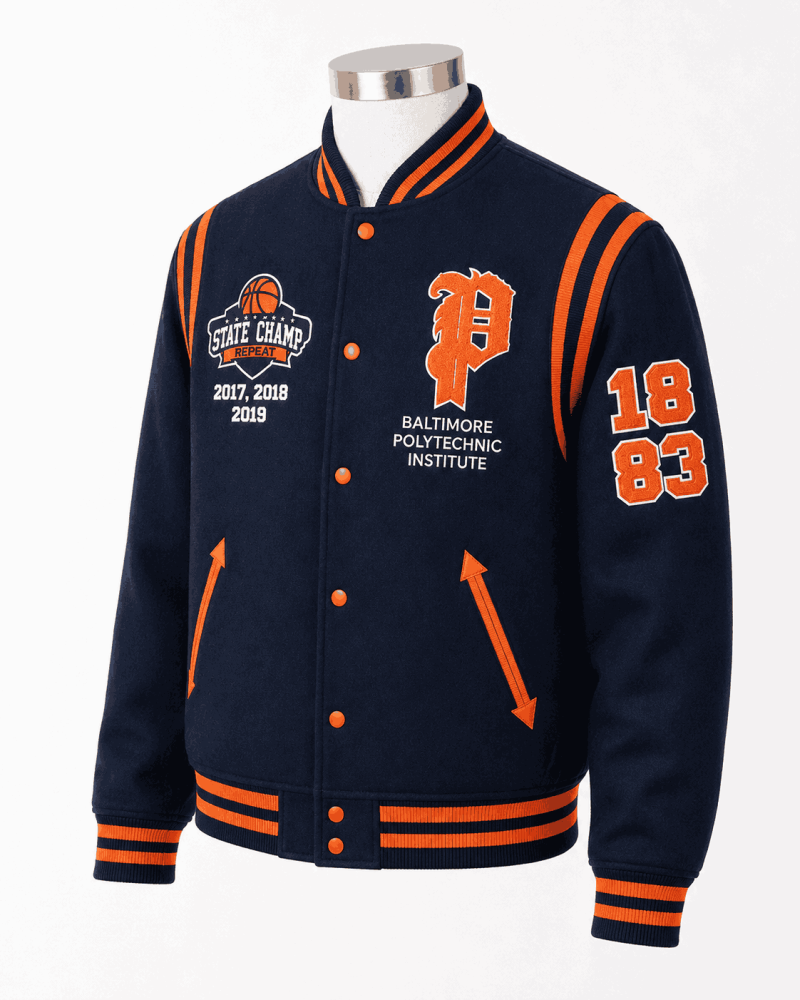 Women's Baltimore Polytechnic Institute Navy Style Varsity Jacket