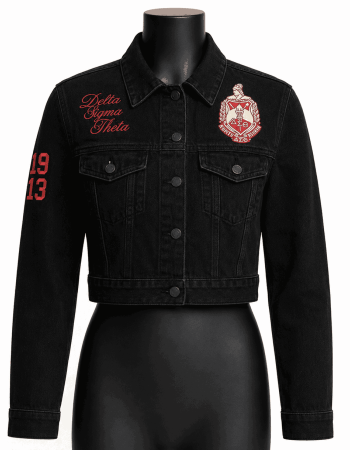 Women's Delta Rhinestone Style Cropped Denim Jacket