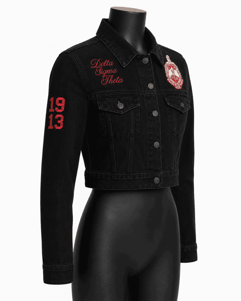 Women's Delta Rhinestone Style Cropped Denim Jacket