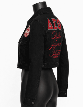 Women's Delta Rhinestone Style Cropped Denim Jacket