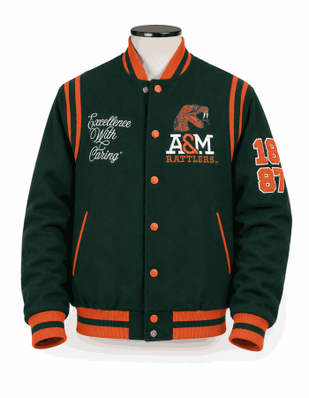 Women's Florida A&M University 1887 Green Style Varsity Jacket
