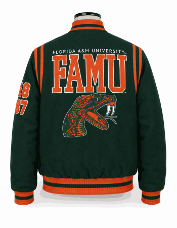 Women's Florida A&M University 1887 Green Style Varsity Jacket