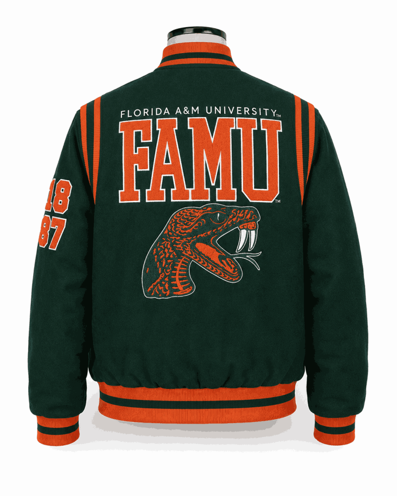 Women's Florida A&M University 1887 Green Style Varsity Jacket