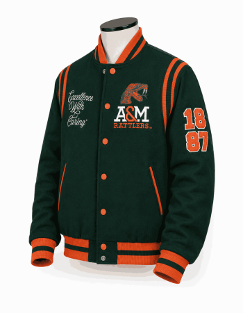Women's Florida A&M University 1887 Green Style Varsity Jacket