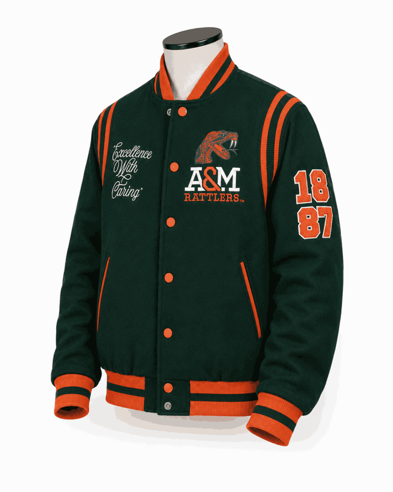 Women's Florida A&M University 1887 Green Style Varsity Jacket