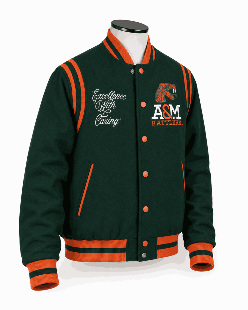 Women's Florida A&M University 1887 Green Style Varsity Jacket