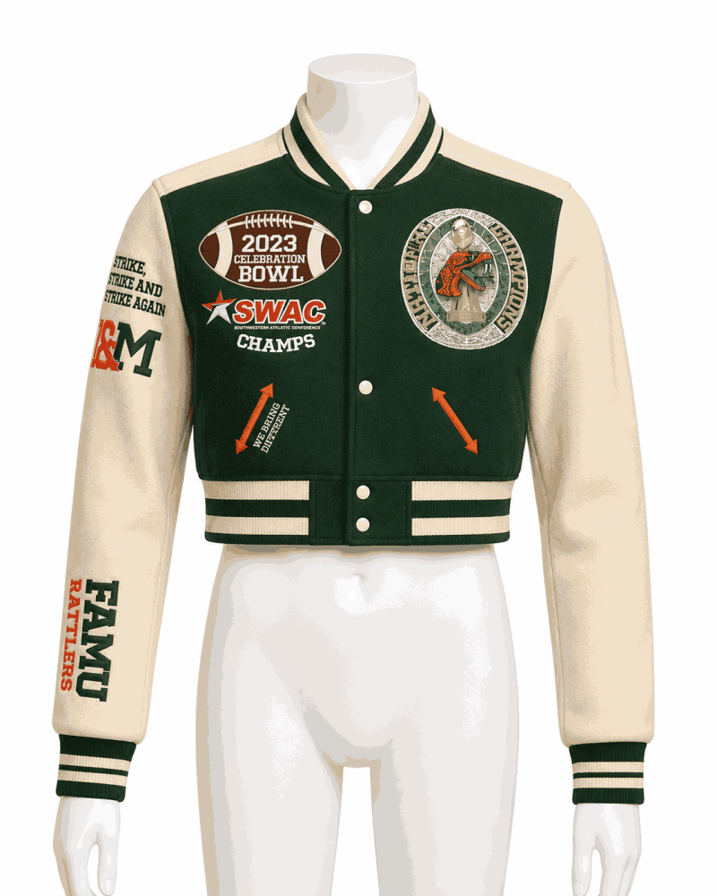 Women's Florida A&M University Style Cropped Varsity Jacket