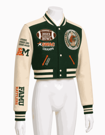Women's Florida A&M University Style Cropped Varsity Jacket