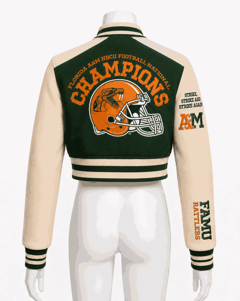 Women's Florida A&M University Style Cropped Varsity Jacket