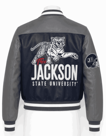 Women's Jackson State Style Cropped Leather Varsity Jacket