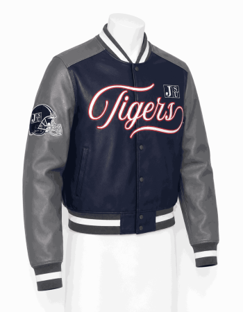 Women's Jackson State Style Cropped Leather Varsity Jacket
