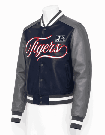Women's Jackson State Style Cropped Leather Varsity Jacket