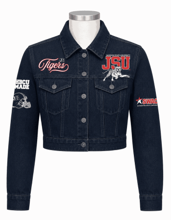 Women's Jackson State University Style Cropped Denim Jacket