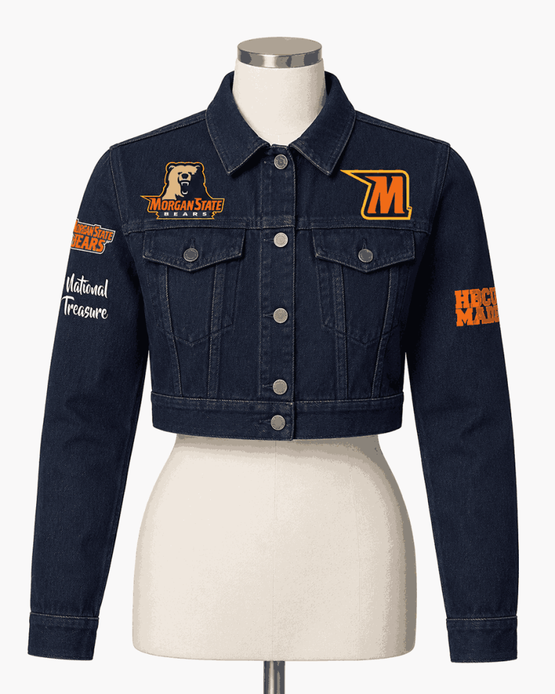 Women's Morgan State Cropped Navy Style Denim Jacket