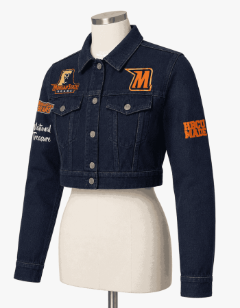 Women's Morgan State Cropped Navy Style Denim Jacket
