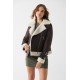 Women Squirrel Shearling Brown Leather Jacket