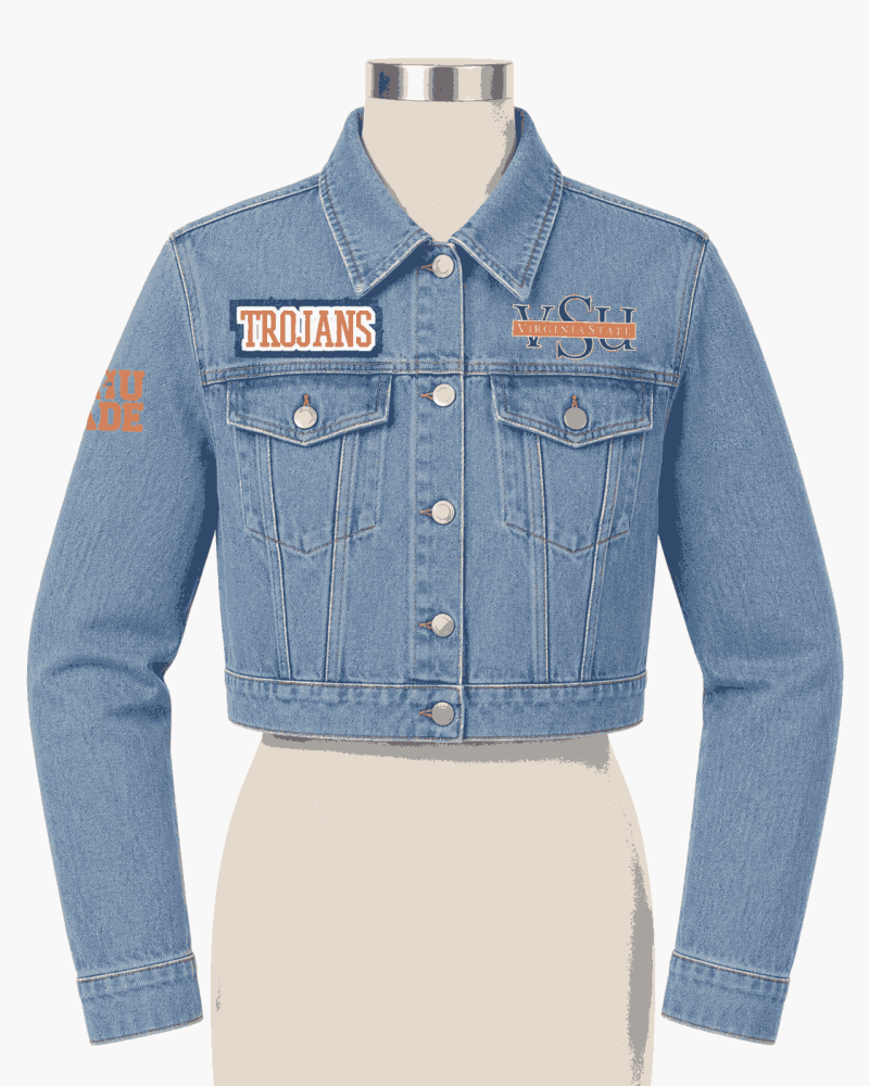 Women's Virginia State University Style Cropped Denim Jacket