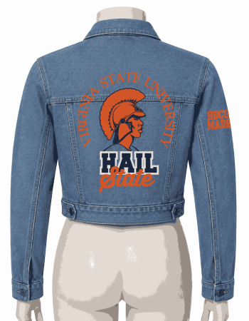 Women's Virginia State University Style Cropped Denim Jacket