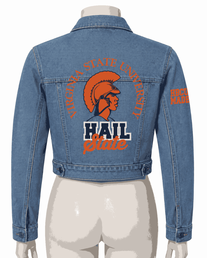 Women's Virginia State University Style Cropped Denim Jacket