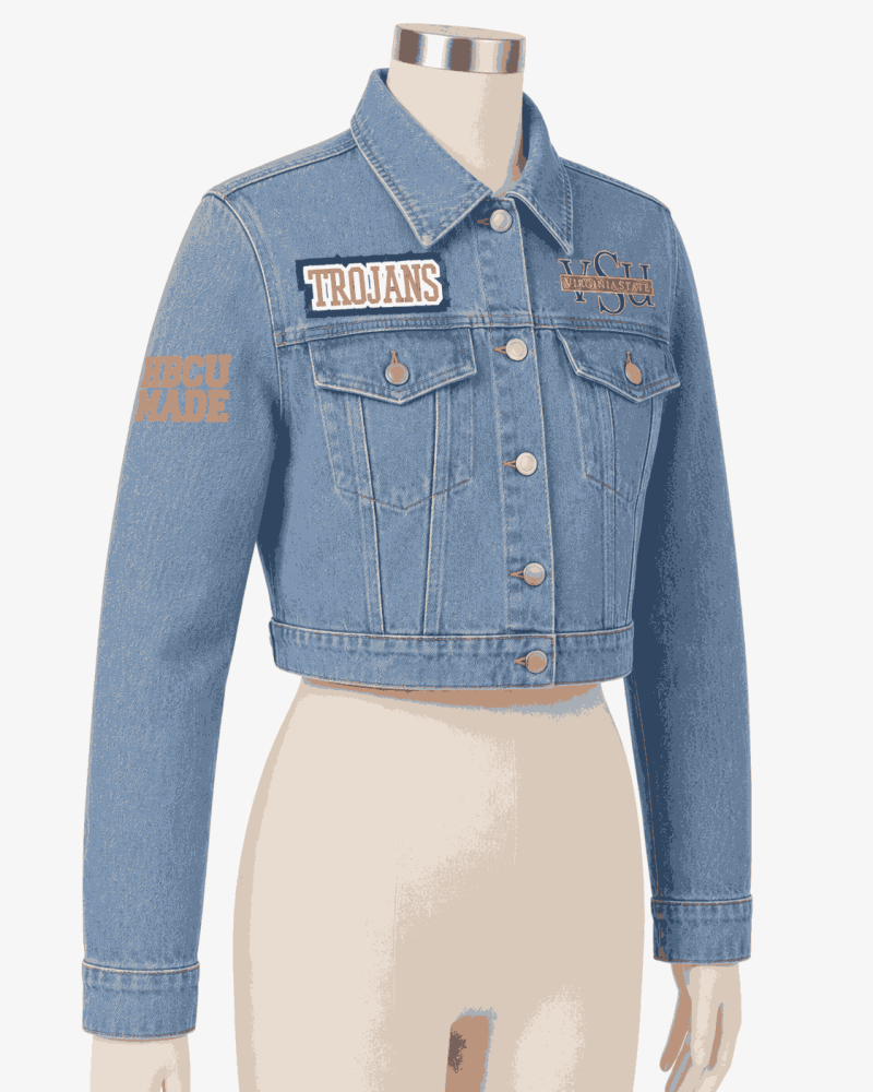 Women's Virginia State University Style Cropped Denim Jacket