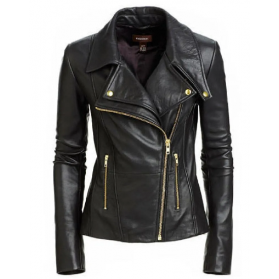 Womens Slim Fit Motorcycle Leather Jacket