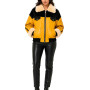 Women's Yellow & Black Shearling Leather Bomber Jacket