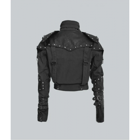 Womens Studded Military Cropped Jacket