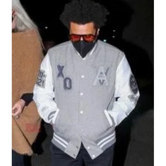 XO The Weeknd HOB 10 Year Letterman White Grey Jacket