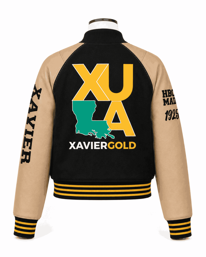 Xavier University Style Black Varsity Jacket - Unisex