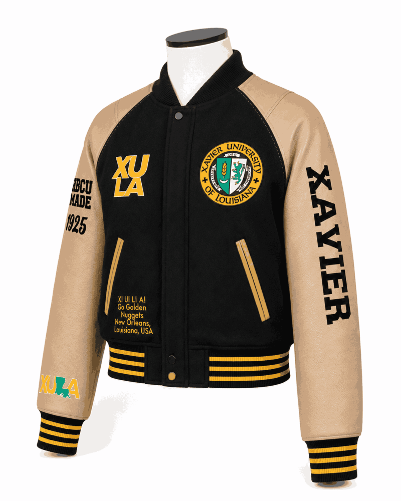 Xavier University Style Black Varsity Jacket - Unisex