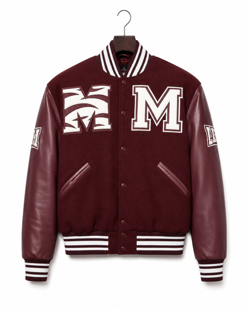 Morehouse College Style Maroon Varsity Jacket