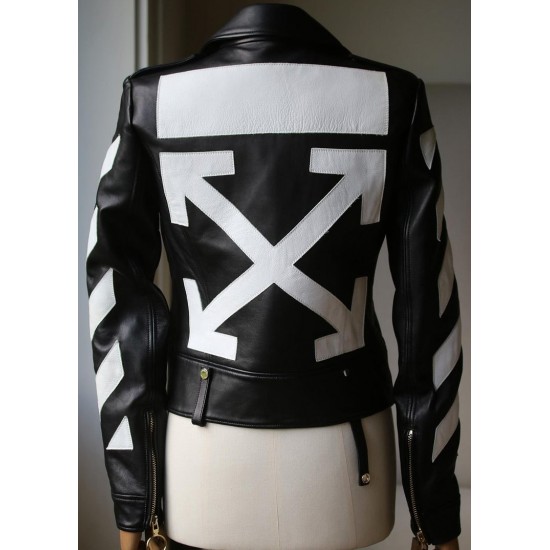 Off-White Virgil Abloh Black  Leather Biker Jacket