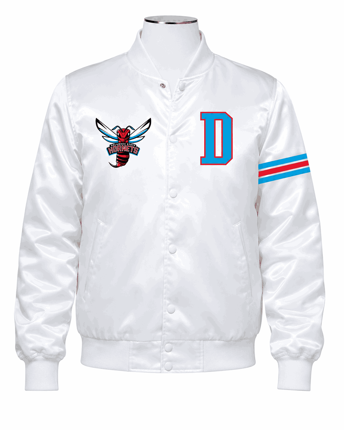 Delaware State University Style White Satin Jacket - Unisex
