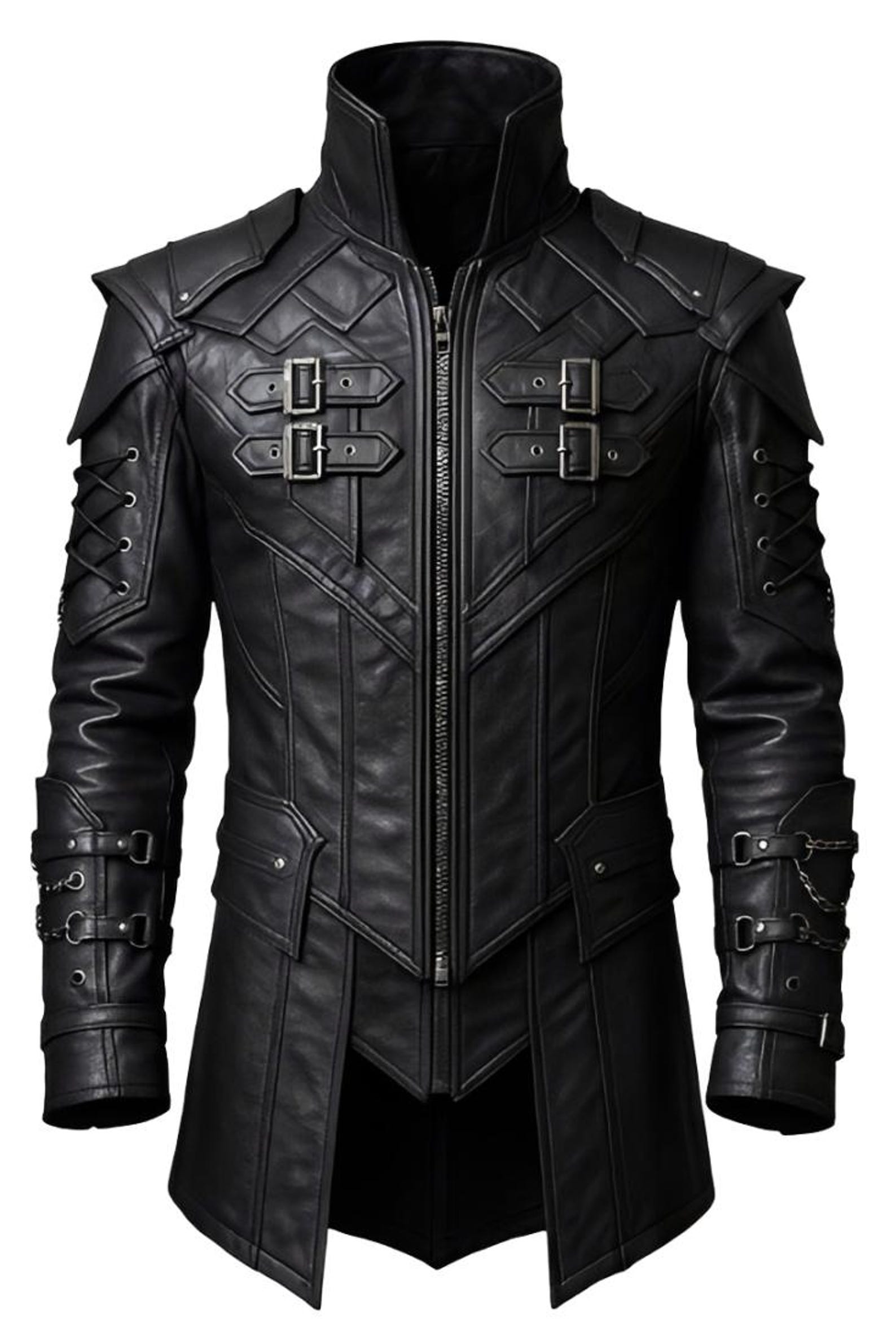 Gothic Steampunk Hooded Leather Trench Coat