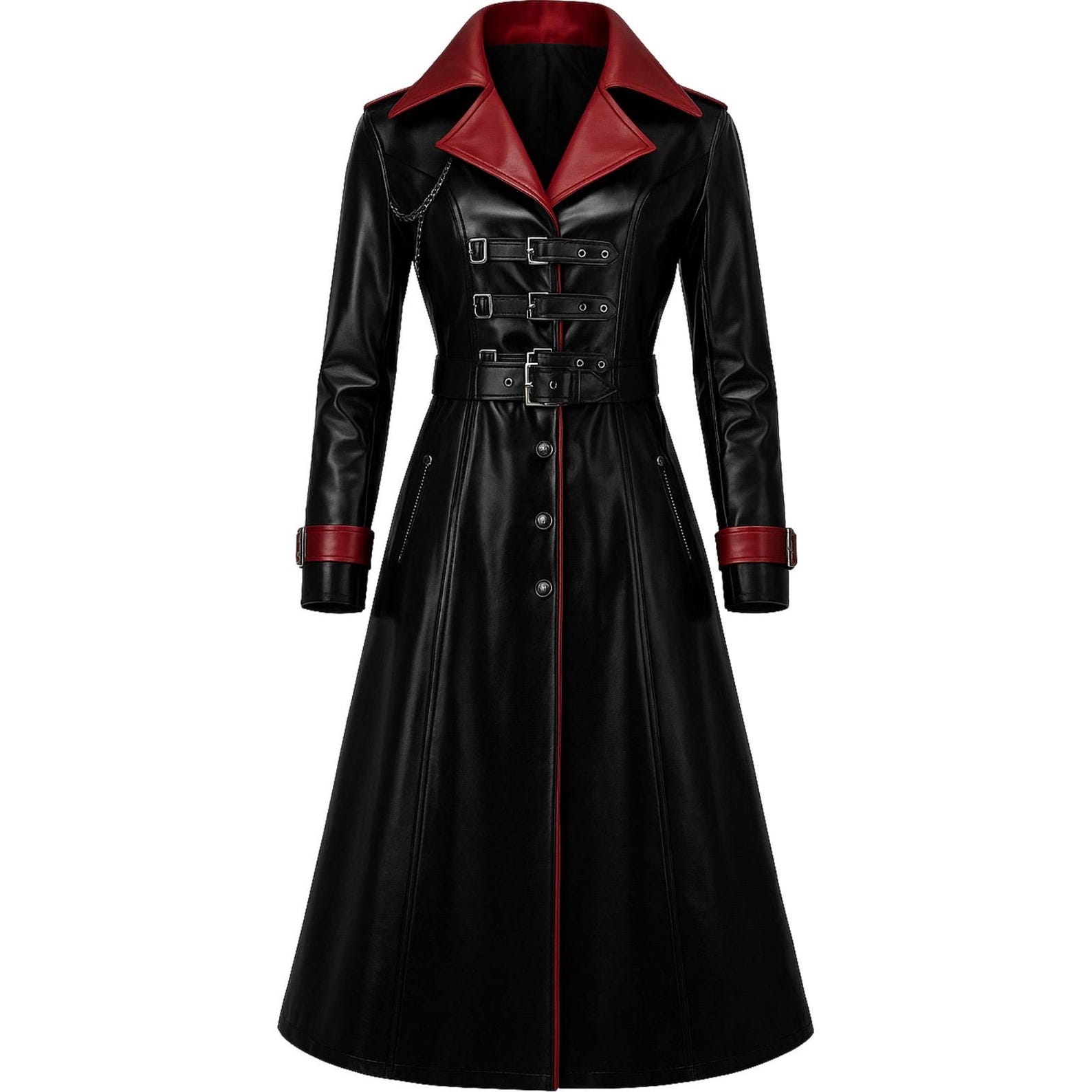 Gothic Vampire Black Trench Coat Costume