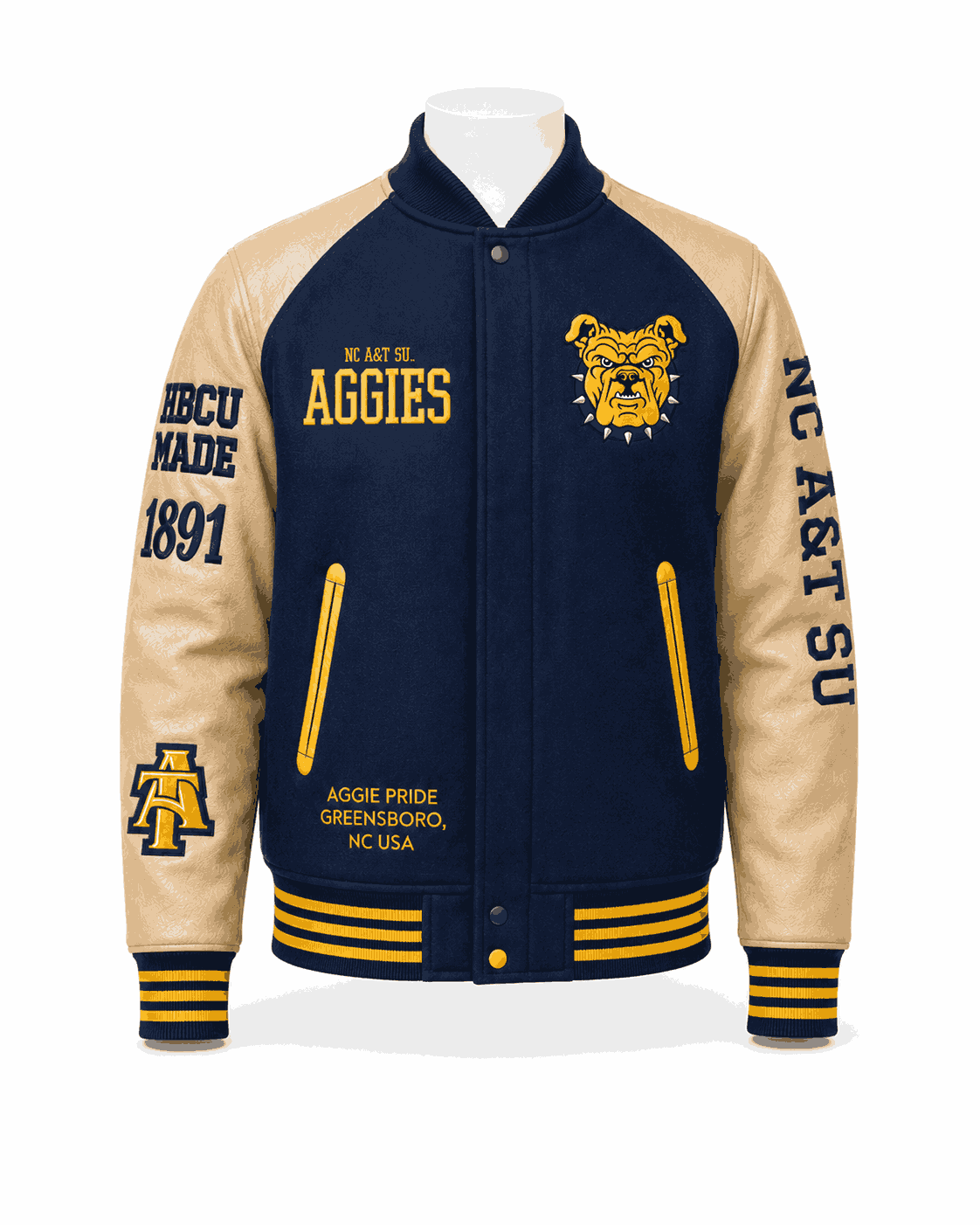 Men's North Carolina A&T State University Style Varsity Jacket