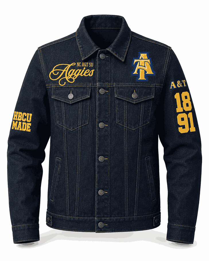 North Carolina A&T State University Style Dark Navy Denim Jacket
