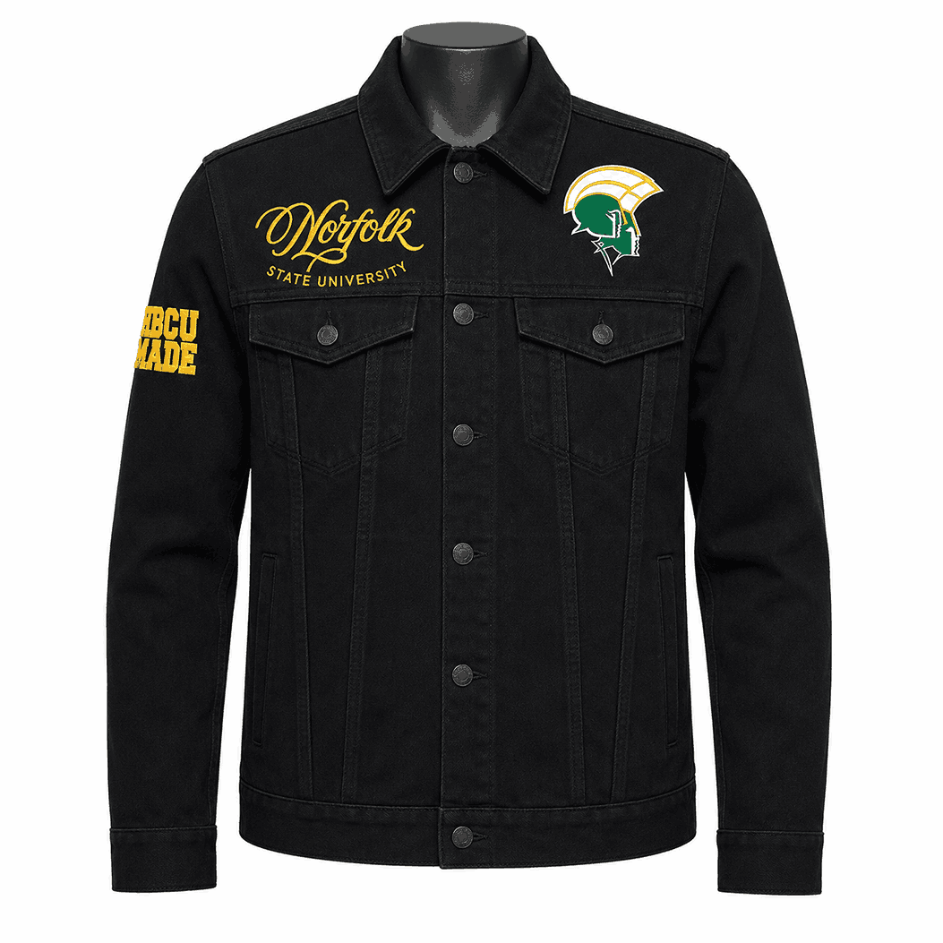 Norfolk State University Style Black Denim Jacket - Unisex