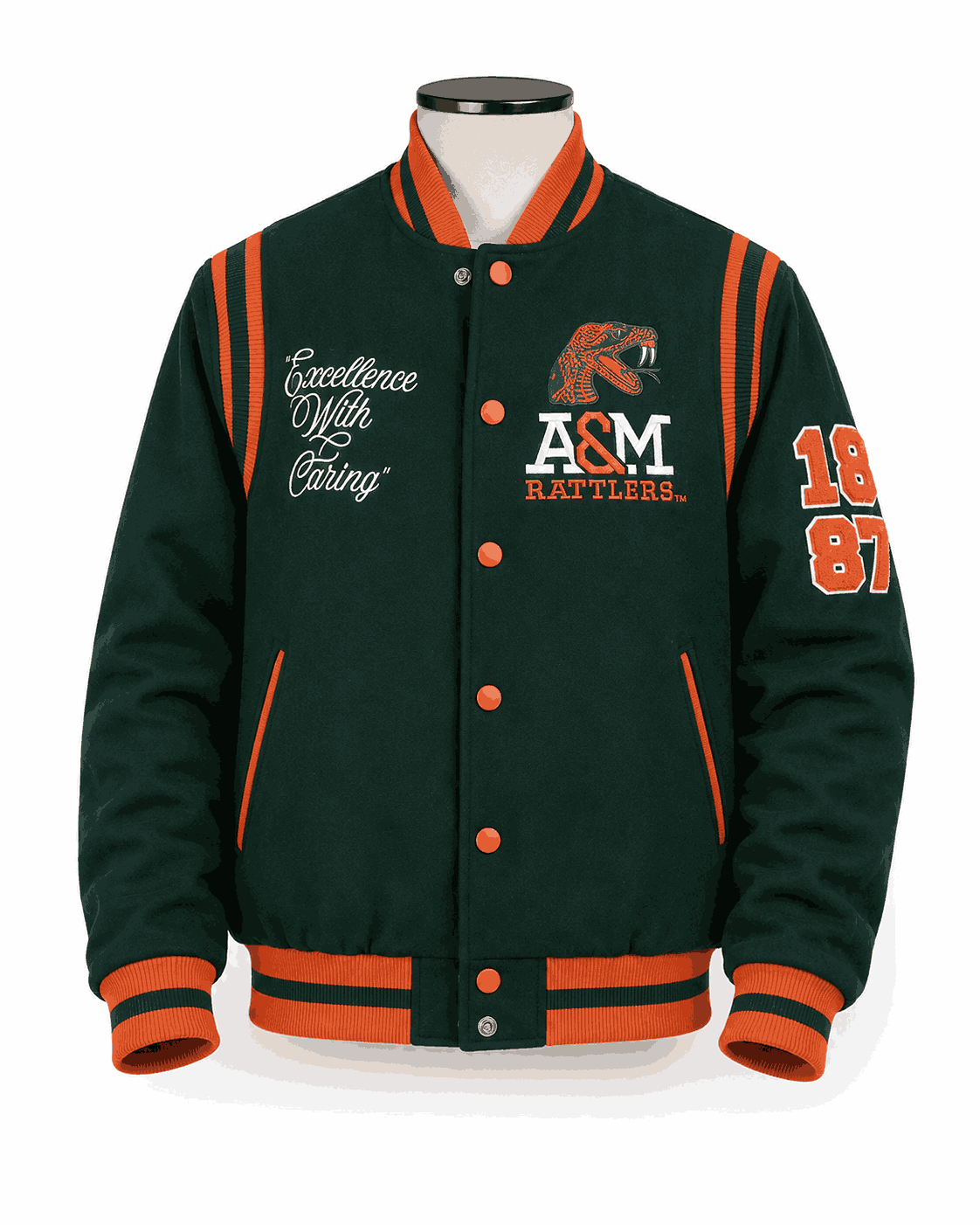 Women's Florida A&M University 1887 Green Style Varsity Jacket