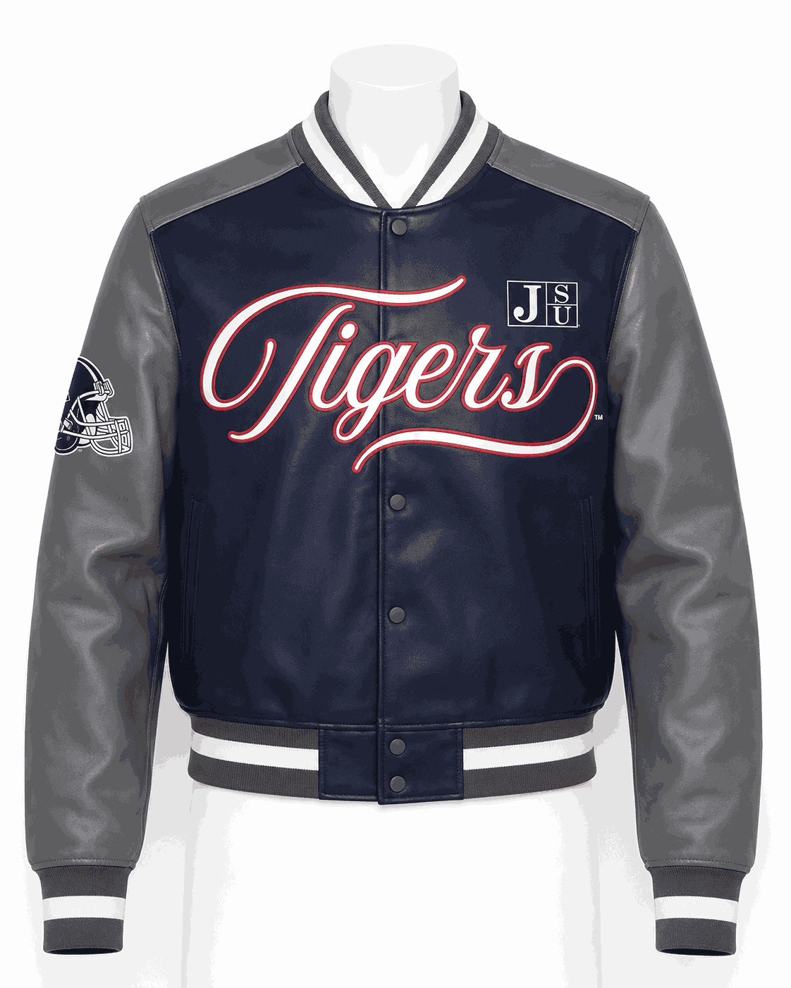 Women's Jackson State Style Cropped Leather Varsity Jacket