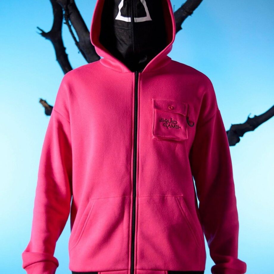 Zip Up Squid Game Pink Cotton Hoodie