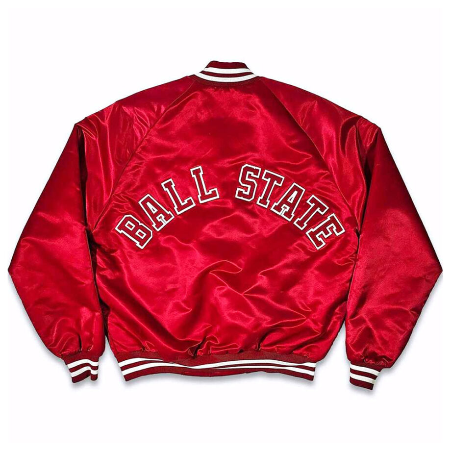 Vintage 80s Ball State Cardinals Red Bomber Jacket