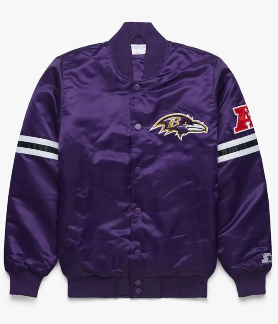 Starter Bomber Baltimore Ravens Purple Satin Jacket