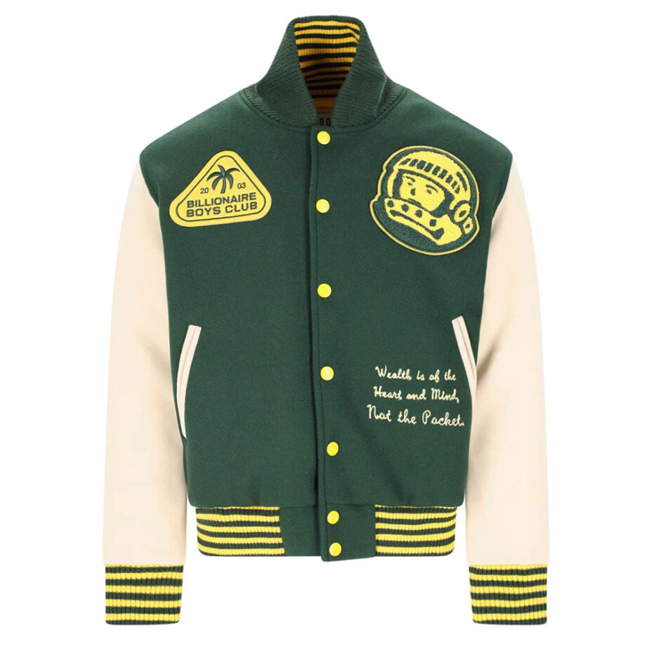 BBC Patch-Detailed Button-Up Varsity Jacket
